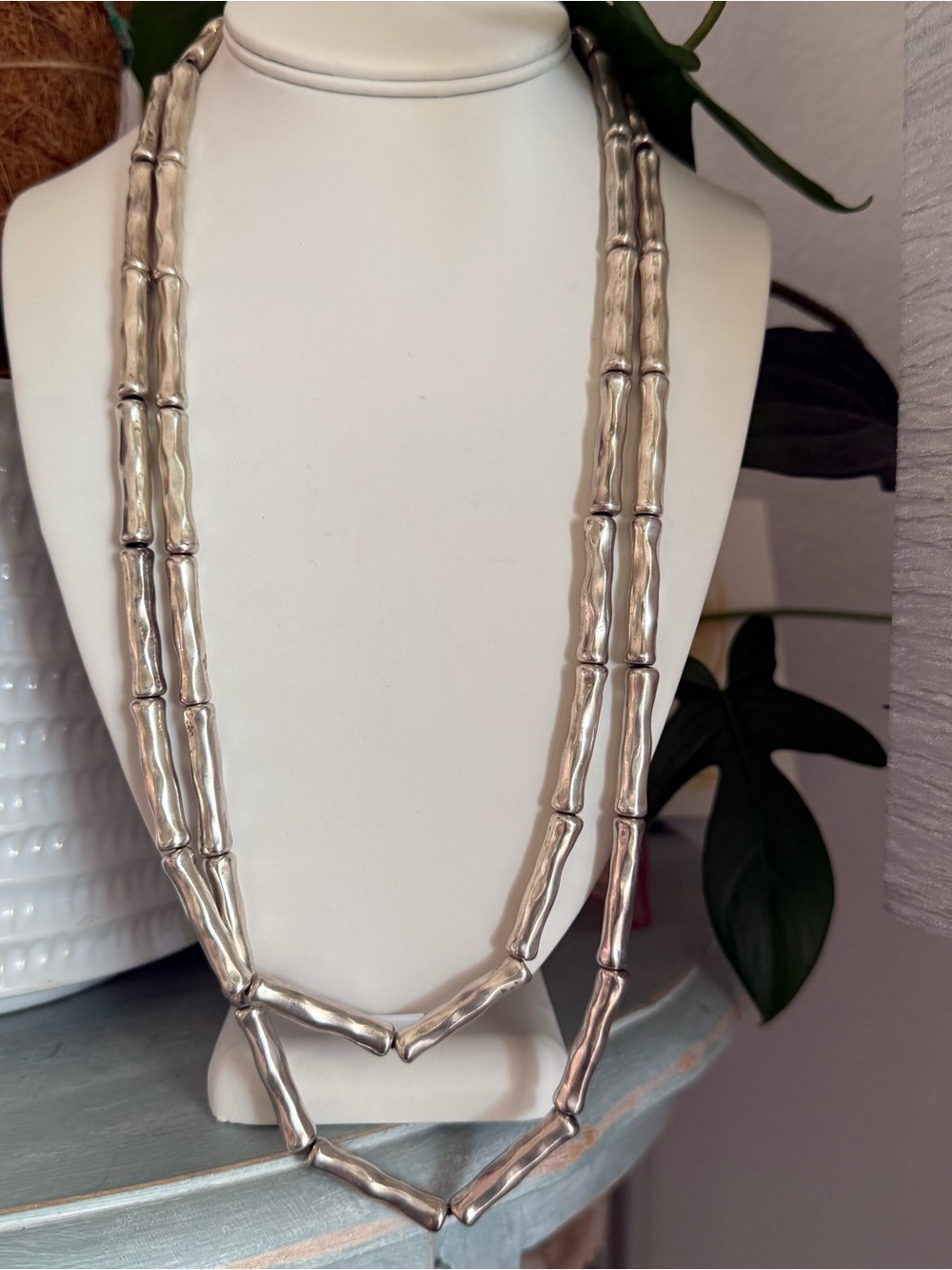 Uno de 50 Double Strand Bamboo Beads Statement Necklace